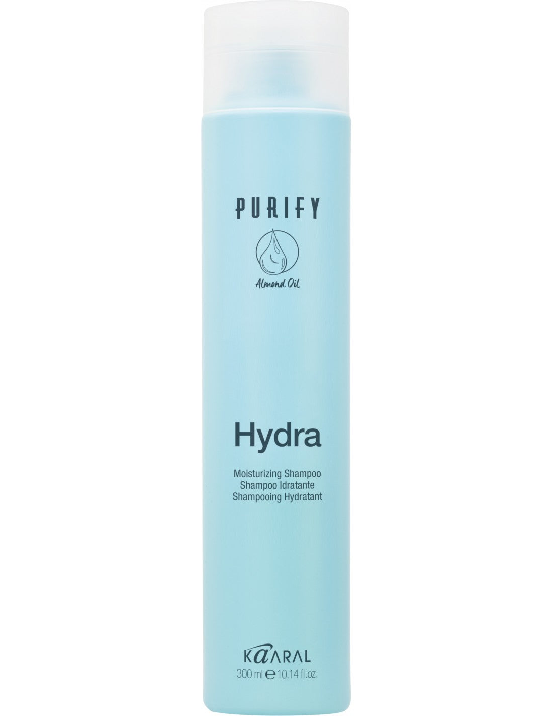 Rinkinys PURIFY HYDRA dėžutėje: šampūnas (300 ml), kondicionierius (250 ml) ir LEAVE-IN nenuplaunamas fliuidas (300 ml)