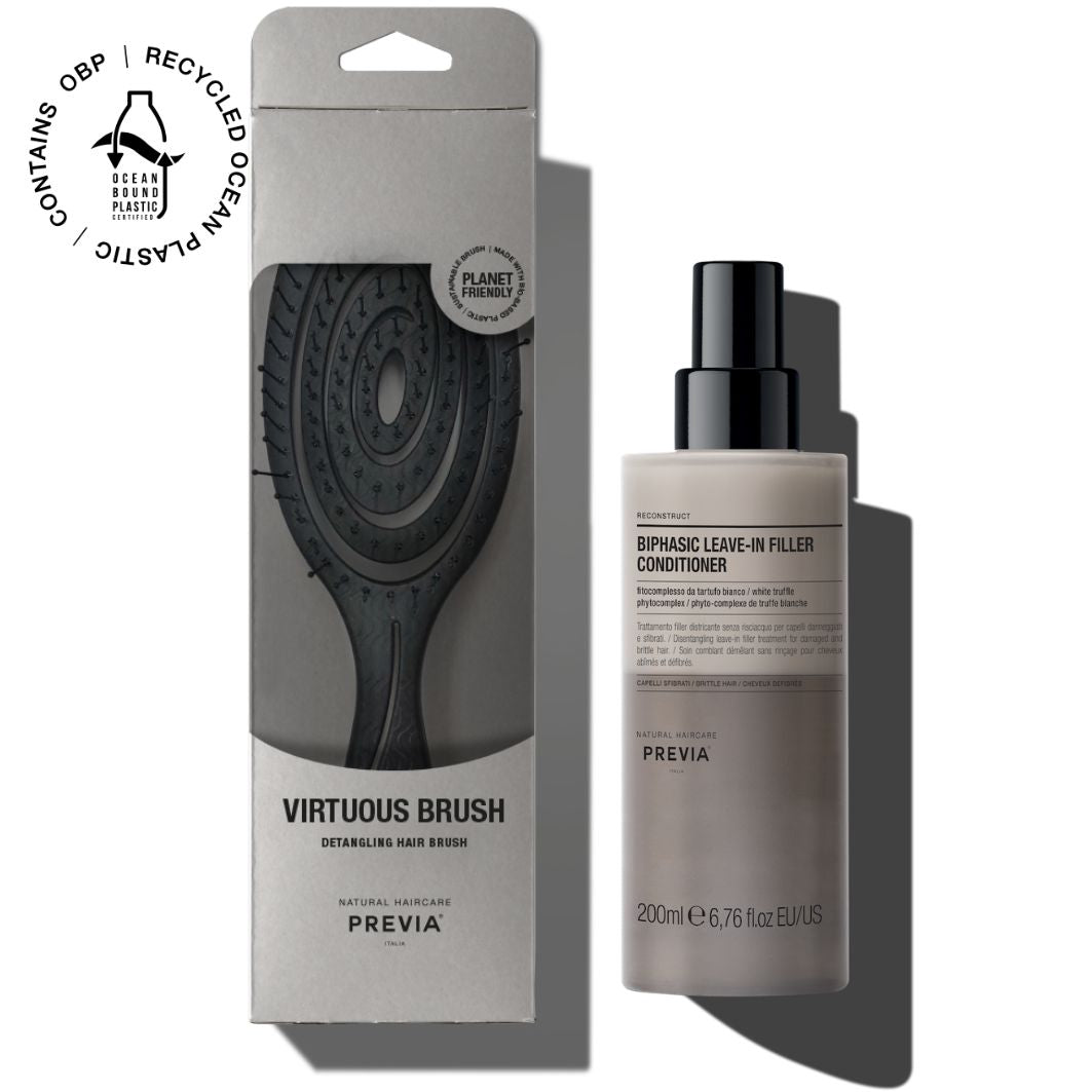 Rinkinys - Atstatantis dvifazis nenuplaunamas kondicionierius 200ml, Virtuous Brush šepetys