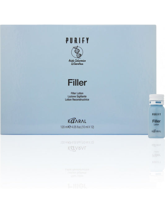 PURIFY FILLER Kosmeceutinis losjonas Filler, su hialiuronu ir keratinu, trapiems, lūžinėjantiems plaukams, ampulėse (12 x 10 ml)