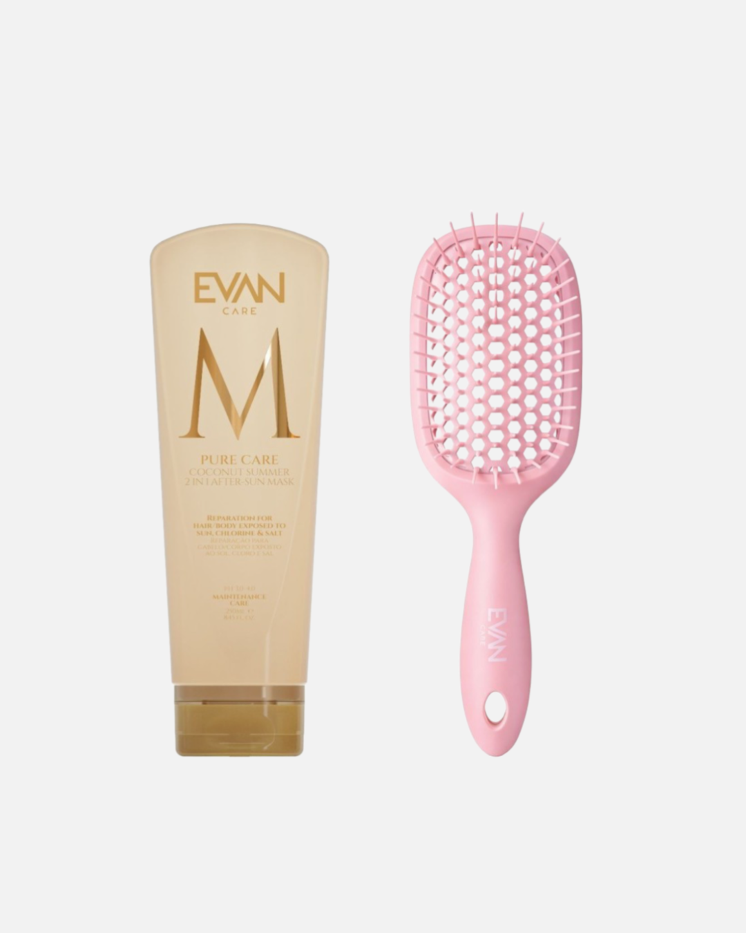 Kaukė plaukams ir kūnui EVAN Care Coconut Summer 2 in 1 After-Sun Mask 250 ml + DOVANA Šepetys plaukų